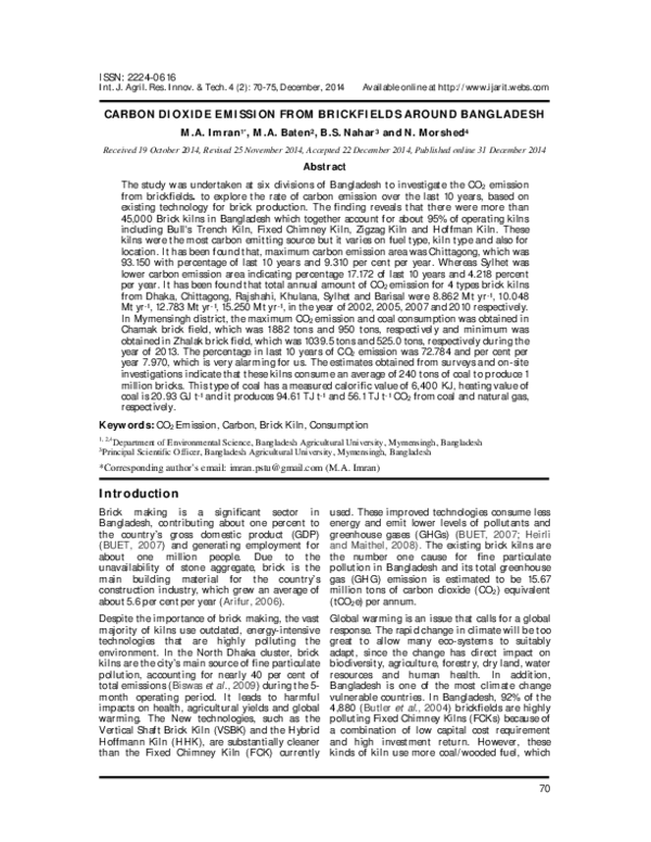 (PDF) Carbon dioxide emission from brickfields around Bangladesh