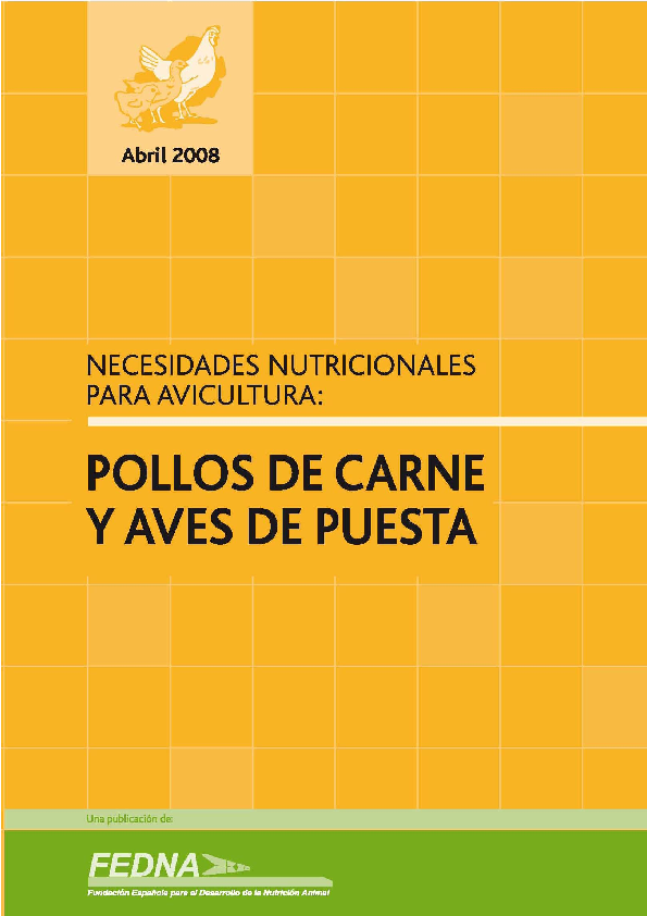 (PDF) NECESIDADES NUTRICIONALES PARA AVICULTURA POLLOS DE CARNE Y AVES DE PUESTA NORMAS FEDNA