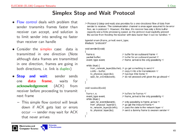 (PDF) ELEC3030 (EL336) Computer Networks Simplex Stop and Wait Protocol