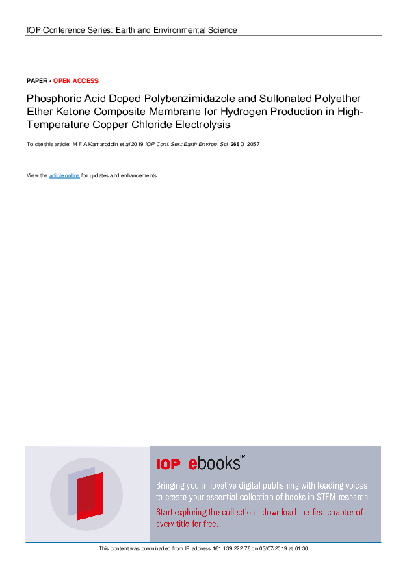 (PDF) Phosphoric Acid Doped Polybenzimidazole and Sulfonated Polyether ...