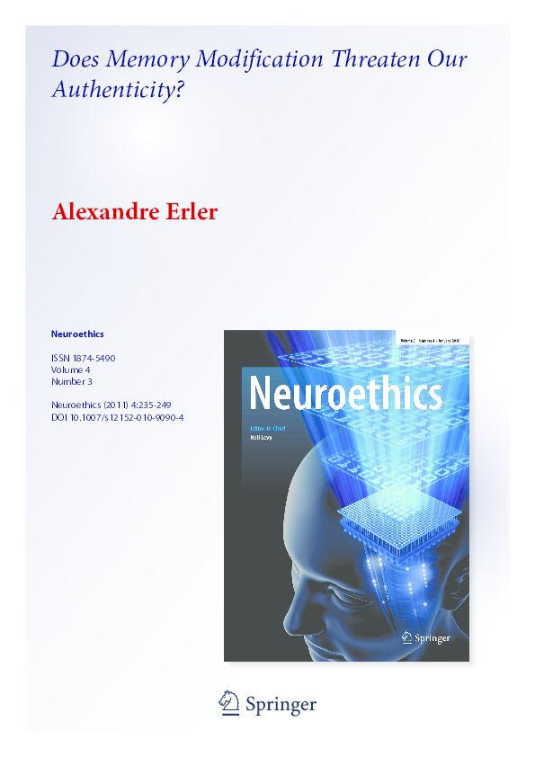 (PDF) Does Memory Modification Threaten Our Authenticity?