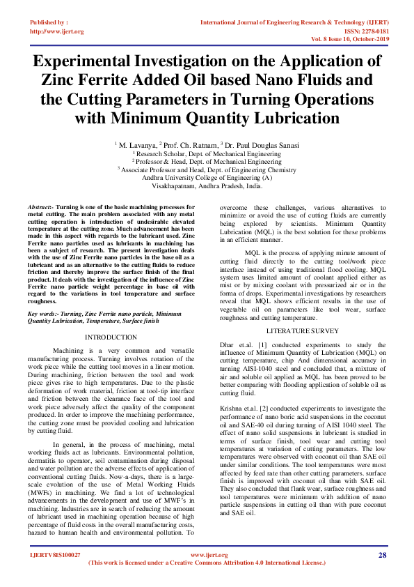 (PDF) IJERTExperimental Investigation on the Application of Zinc