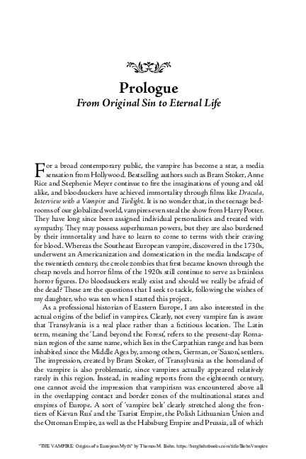 The Vampire. Origins of a European Myth. New York: Berghahn, 2019. Paperback 2022.