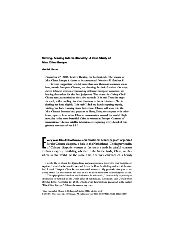 (PDF) Moving, Sensing Intersectionality: A Case Study of Miss China Europe