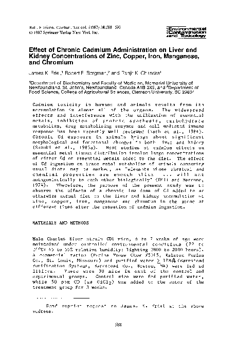 (PDF) Effect of chronic cadmium administration on liver and kidney ...