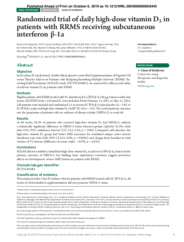 (PDF) Randomized trial of daily highdose vitamin D 3 in patients with