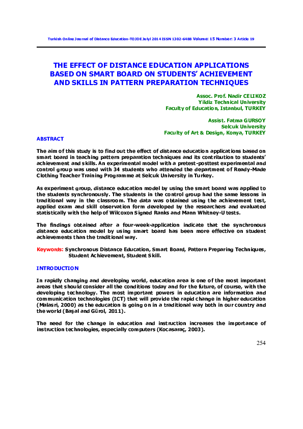(PDF) THE EFFECT OF DISTANCE EDUCATION APPLICATIONS BASED ON SMART ...