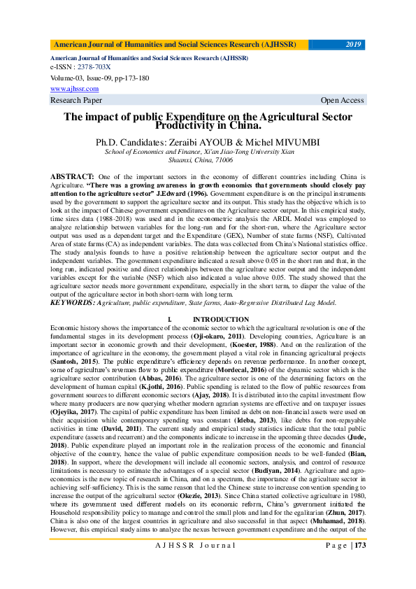 (PDF) The impact of public Expenditure on the Agricultural Sector ...
