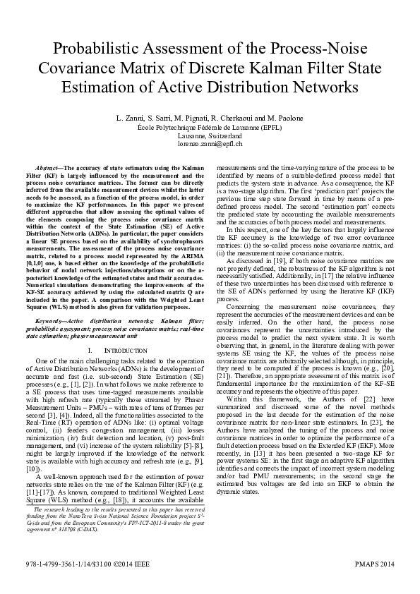 (PDF) Probabilistic assessment of the processnoise covariance matrix