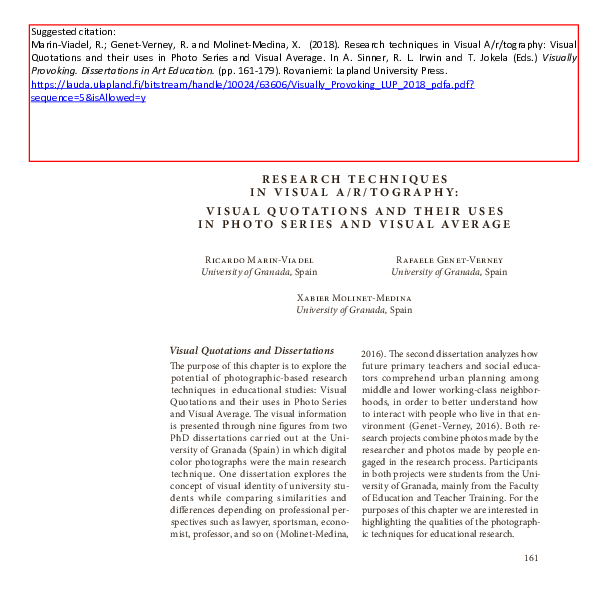 (PDF) Research techniques in Visual A/r/tography: Visual Quotations and ...