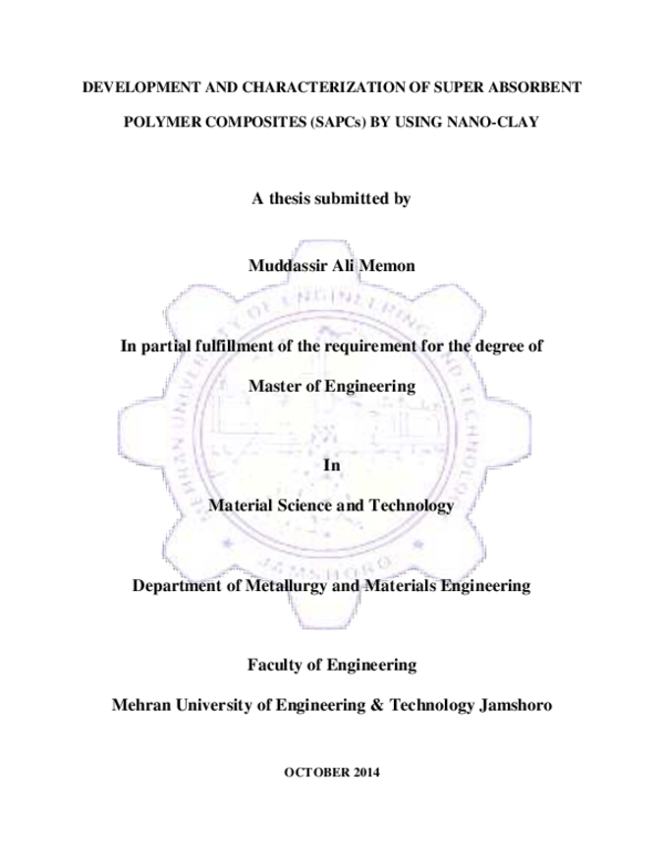 (PDF) DEVELOPMENT AND CHARACTERIZATION OF SUPER ABSORBENT POLYMER ...