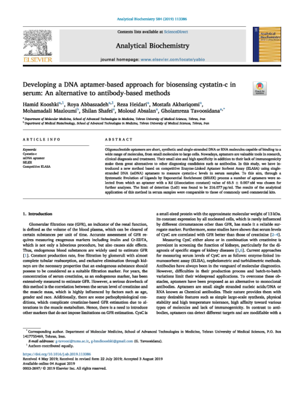 (PDF) Developing a DNA aptamer-based approach
