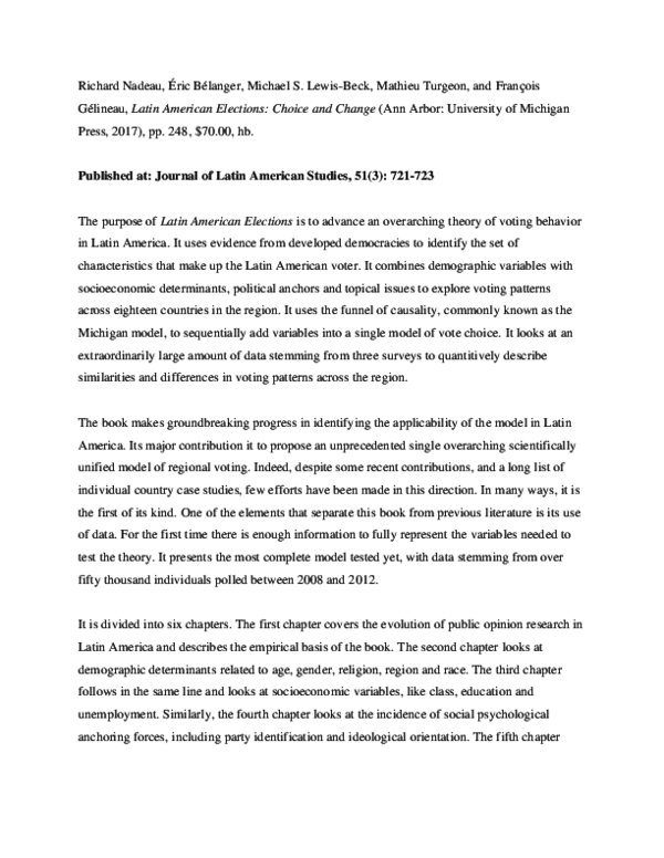 (PDF) Richard Nadeau, Éric Bélanger, Michael S. Lewis-Beck, Mathieu ...