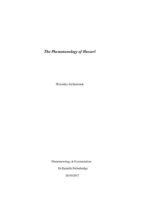 Doc The Phenomenology Of Husserl