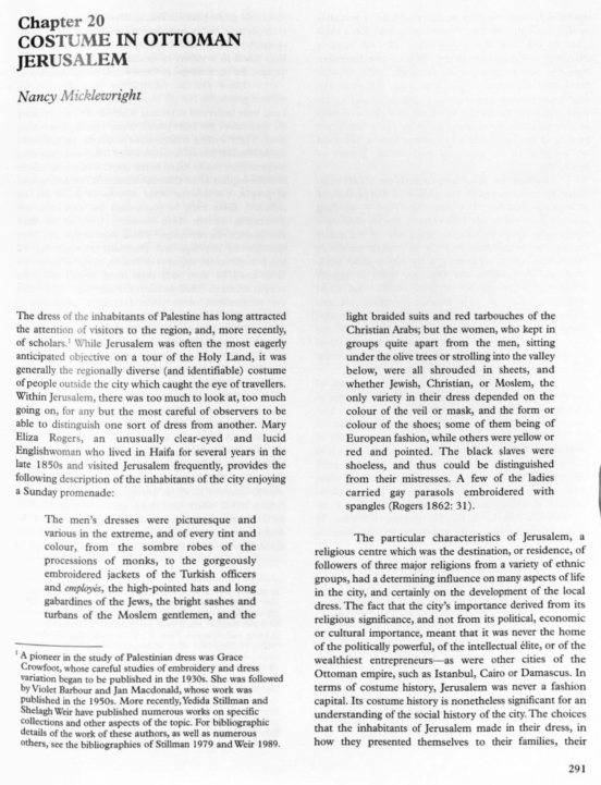 (PDF) COSTUME IN OTTOMAN JERUSALEM Nancy Micklewright Academia.edu