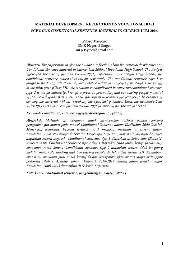 (DOC) MATERIAL DEVELOPMENT REFLECTION ON VOCATIONAL HIGH SCHOOL’S