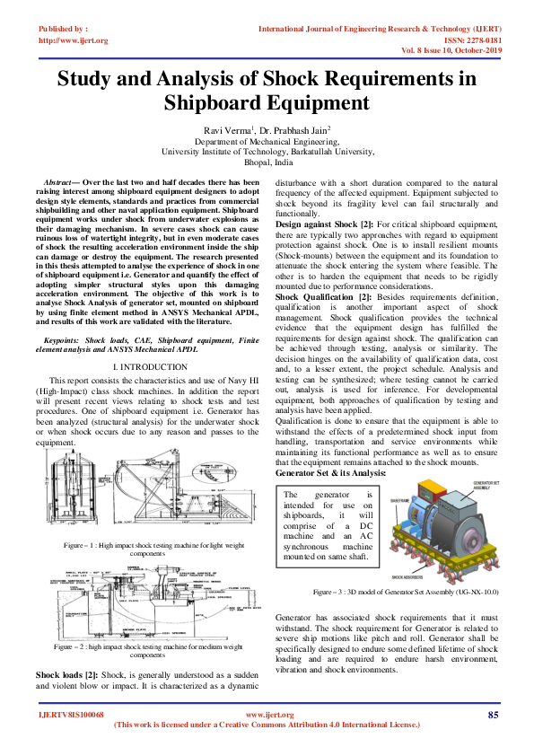 (PDF) IJERTStudy and Analysis of Shock Requirements in Shipboard