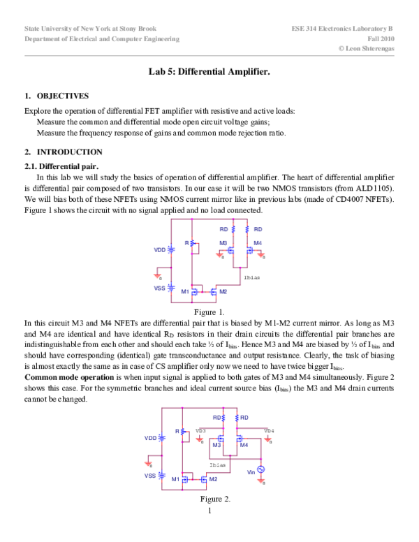 (PDF) Lab 5 Differential Amplifier Mahbub Rahman Academia.edu