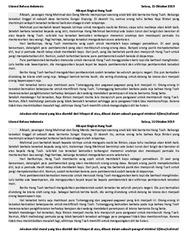Contoh Teks Hikayat Singkat Siti