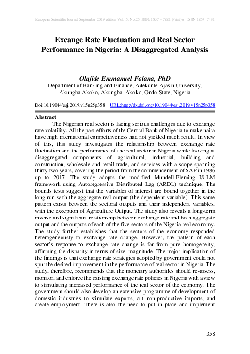 (PDF) Excange Rate Fluctuation and Real Sector Performance in Nigeria ...