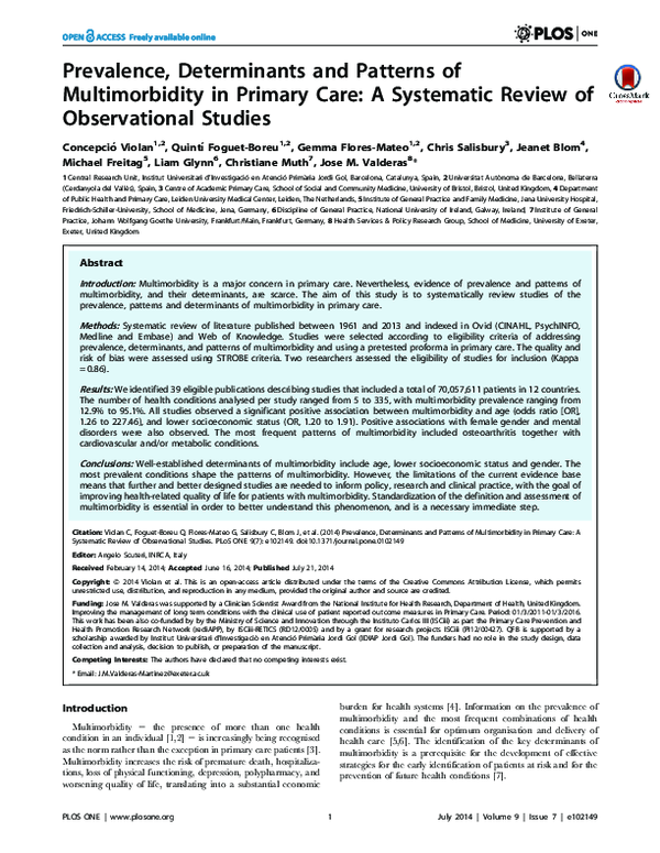 (PDF) Prevalence, Determinants and Patterns of Multimorbidity in ...