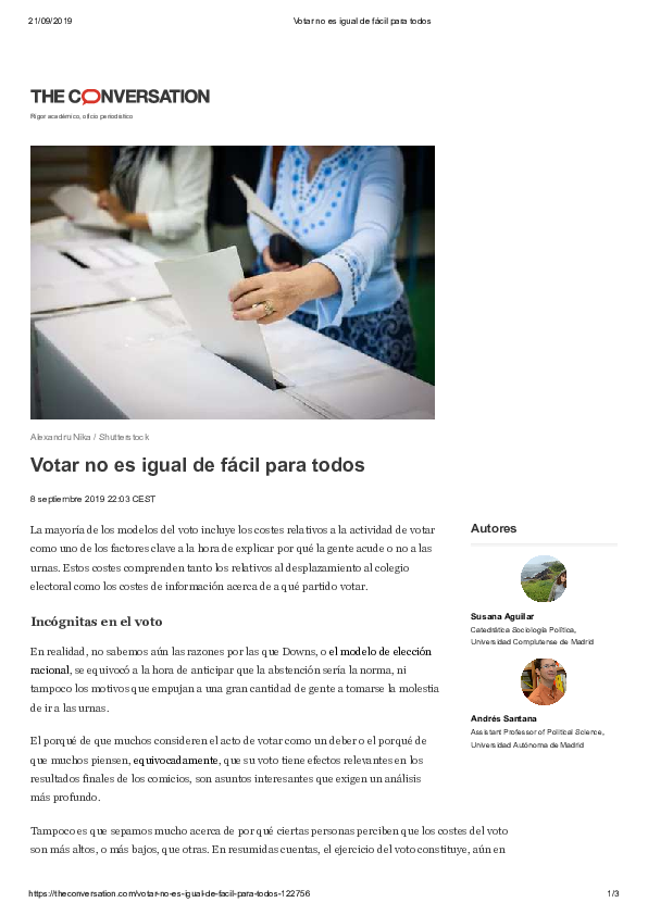 Pdf Votar No Es Igual De Fácil Para Todos