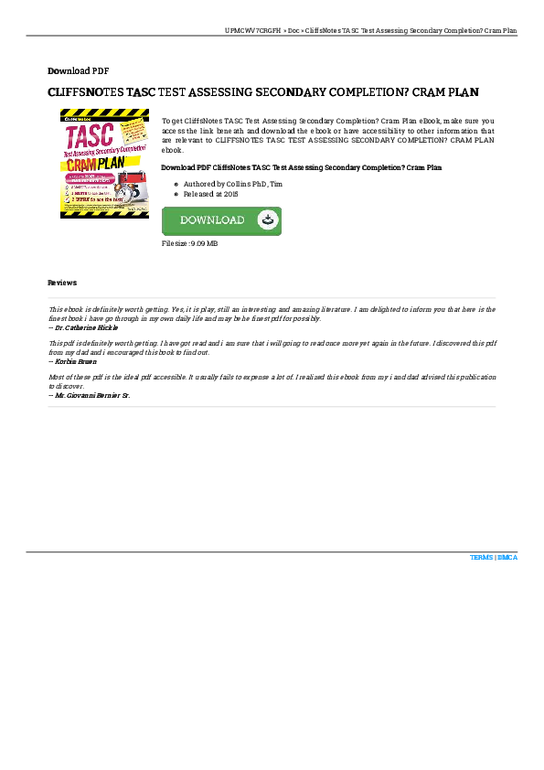 (PDF) CLIFFSNOTES TASC TEST ASSESSING SECONDARY COMPLETION? CRAM PLAN