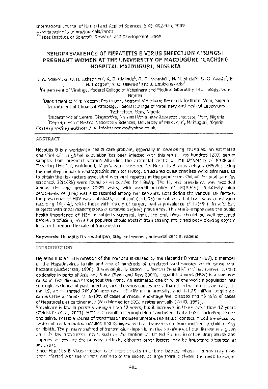 (PDF) Seroprevalence of Hepatitis B Virus Infection among Pregnant ...