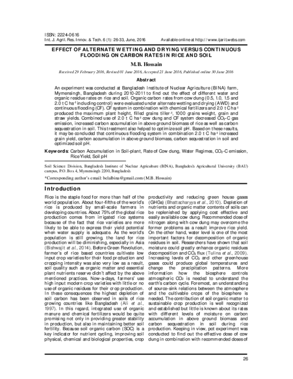 (PDF) Effect of alternate wetting and drying versus continuous flooding ...
