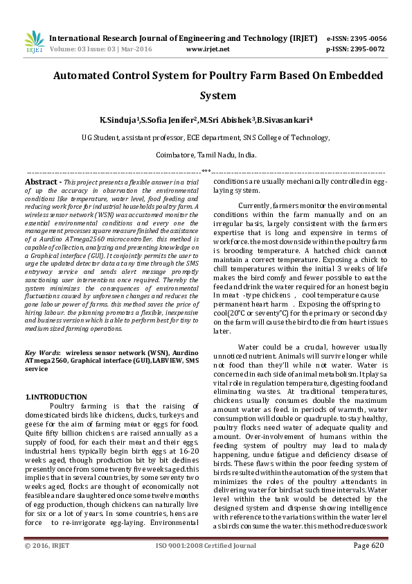 (PDF) Automated Control System for Poultry Farm Based On Embedded