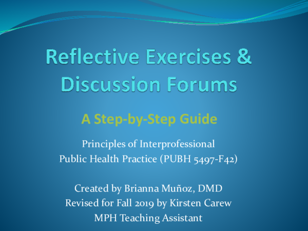 (PPT) Guidelines for Reflective Exercises Discussion Forum (1)