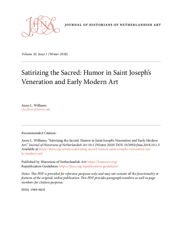 Satirizing the Sacred: Humor in Saint Joseph's Veneration and Early Modern Art