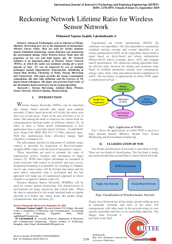 (PDF) Reckoning Network Lifetime Ratio for Wireless Sensor Network
