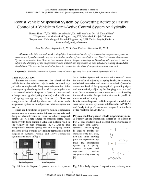 (PDF) Robust Vehicle Suspension System by Converting Active & Passive
