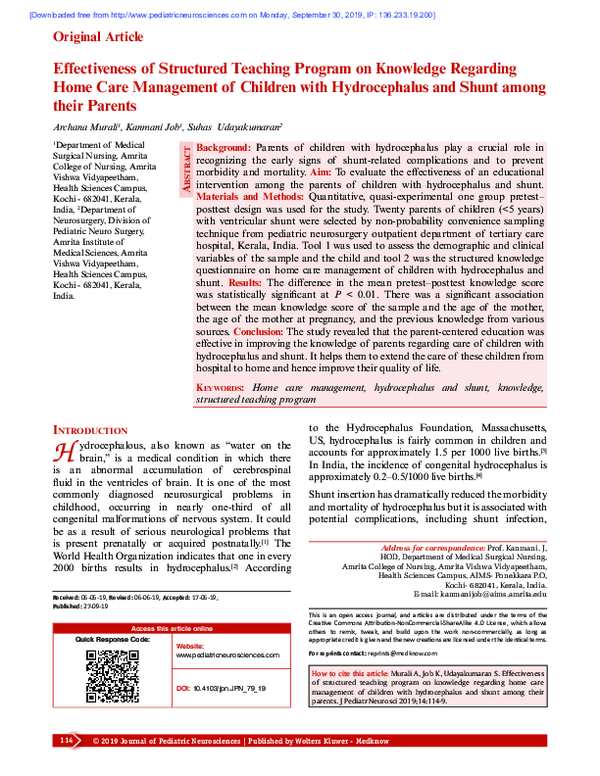 (PDF) Effectiveness of Structured Teaching Program on Knowledge ...