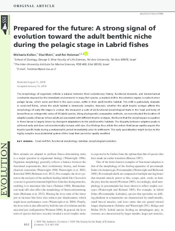 (PDF) Prepared for the future: A strong signal of evolution toward the ...
