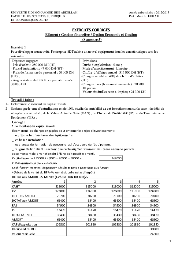 Pdf Exercices Corriges