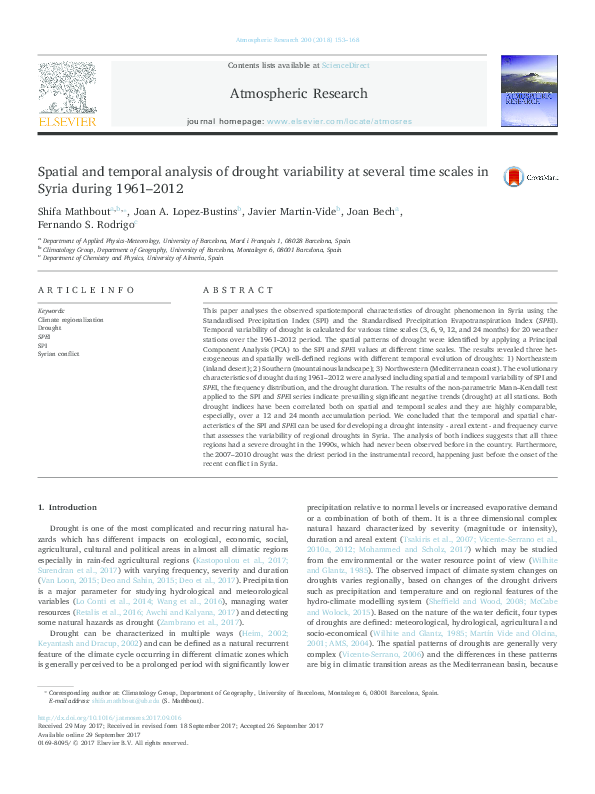 (PDF) Spatial and temporal analysis of drought variability at several ...