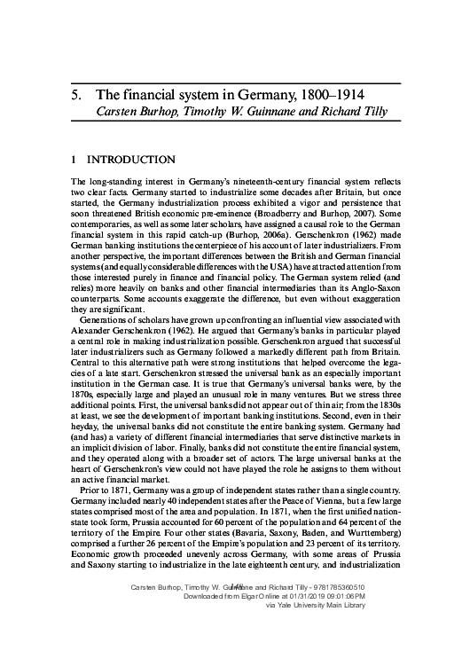 (PDF) 5. The financial system in Germany, 1800-1914