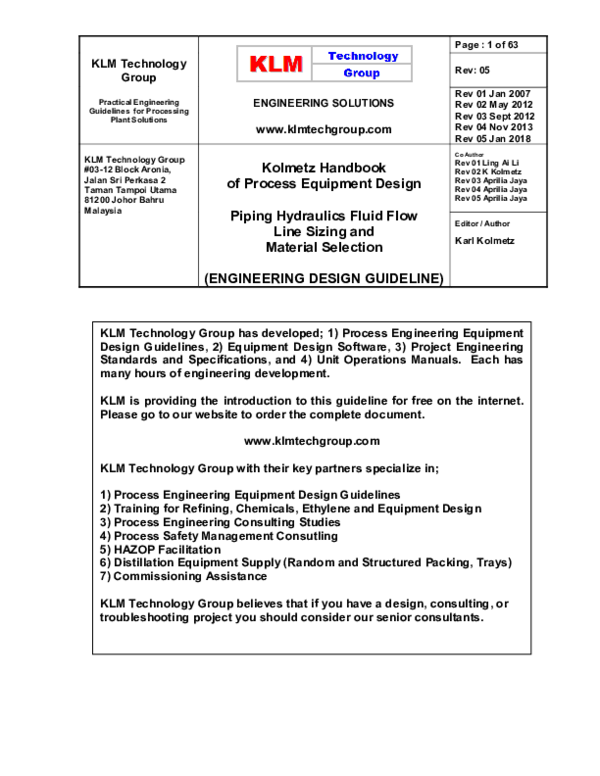 (PDF) Piping Hydraulics Fluid Flow Line Sizing and Material Selection