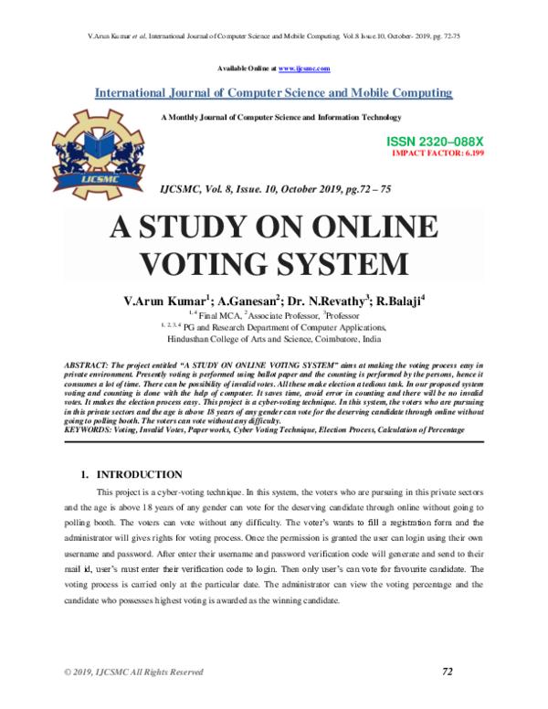 (PDF) A STUDY ON ONLINE VOTING SYSTEM﻿