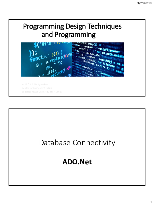 (PDF) Programming Design Techniques and Programming Database ...