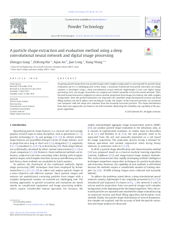 (PDF) A particle shape extraction and evaluation method using a deep ...