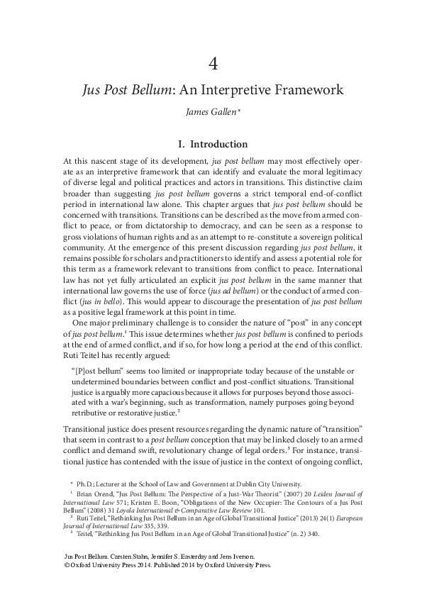 (PDF) Jus Post Bellum An Interpretive Framework James Gallen Academia.edu