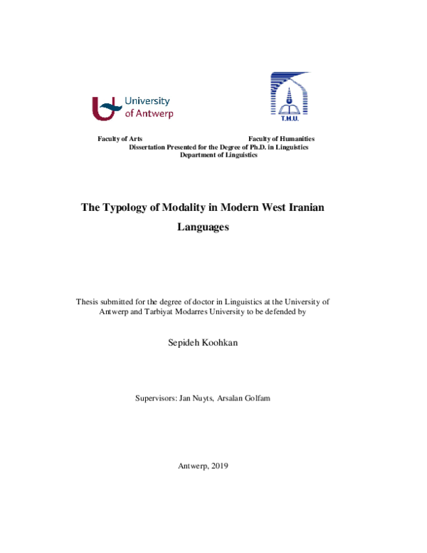 (PDF) The Typology of Modality in Modern West Iranian Languages