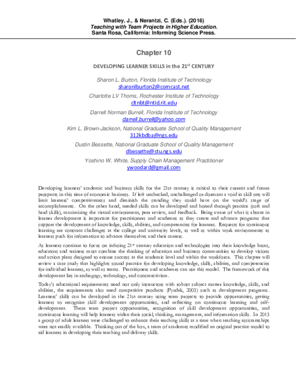 (PDF) Developing Learner Skills in the 21st Century
