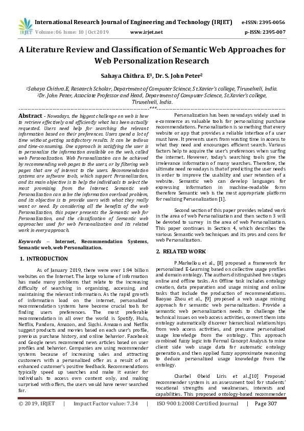 (PDF) IRJET- A Literature Review and Classification of Semantic Web ...