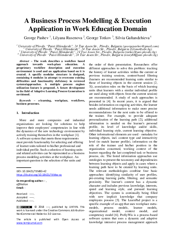 (PDF) A Business Process Modelling & Execution Application in Work ...