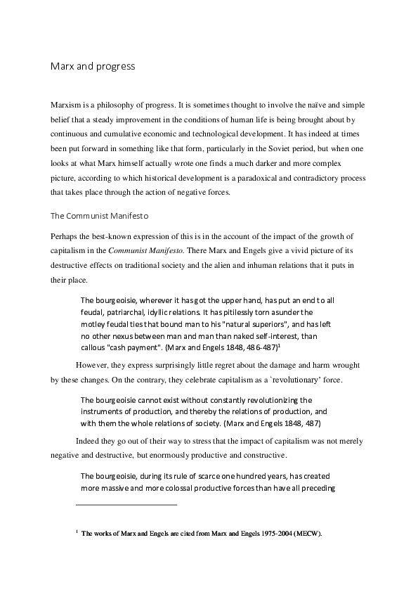 (DOC) Marx and progress-draft