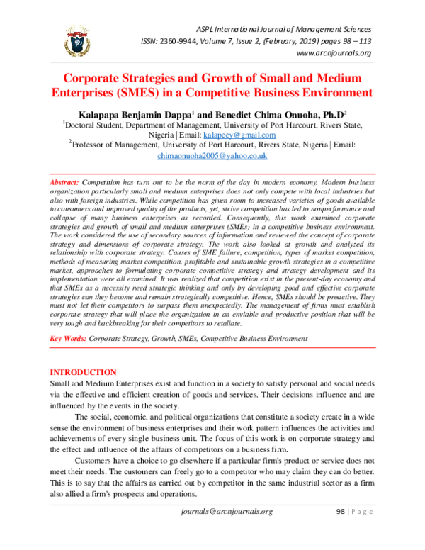 View of (PDF) Corporate Strategies and Growth of Small and Medium Enterprises ...